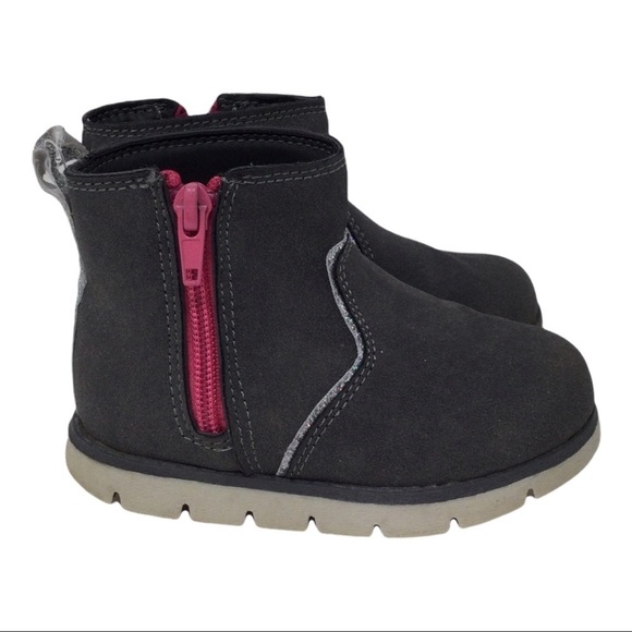 Oshkosh B Gosh Gray & Pink Glitter booties - Picture 2 of 6